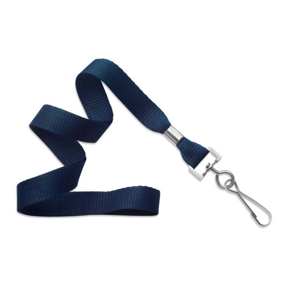 5/8'' Navy Blue MicroWeave Non-Breakaway Lanyard w/ Swivel Hook - 100 per pack