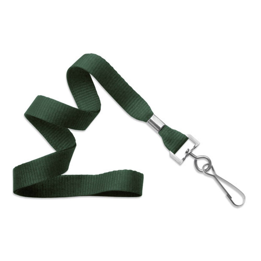 5/8'' Forest Green MicroWeave Non-Breakaway Lanyard w/ Swivel Hook - 100 per pack