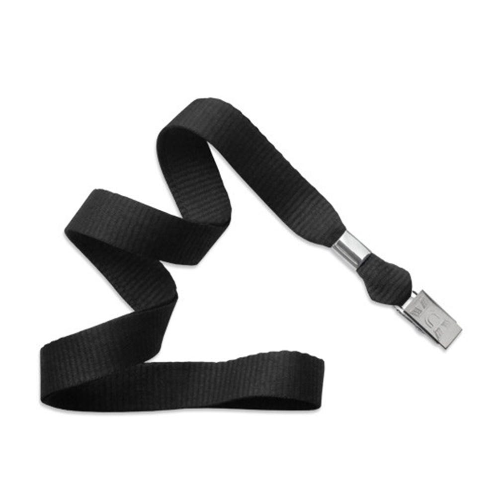 5/8'' Black MicroWeave Non-Breakaway Lanyard w/ Bulldog Clip - 100 per pack