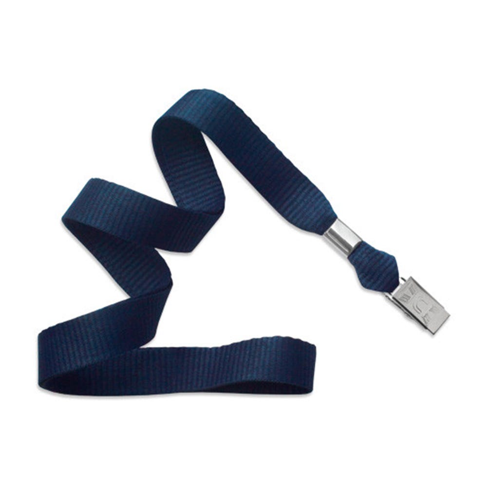 5/8'' Navy Blue MicroWeave Non-Breakaway Lanyard w/ Bulldog Clip - 100 per pack