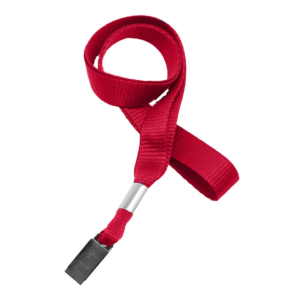 5/8'' Red MicroWeave Non-Breakaway Lanyard w/ Bulldog Clip - 100 per pack