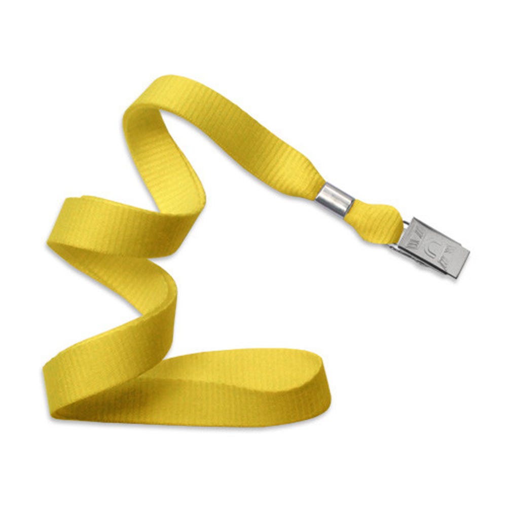 5/8'' Yellow MicroWeave Non-Breakaway Lanyard w/ Bulldog Clip - 100 per pack