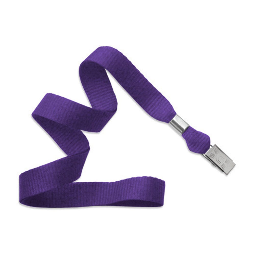5/8'' Purple MicroWeave Non-Breakaway Lanyard w/ Bulldog Clip - 100 per pack