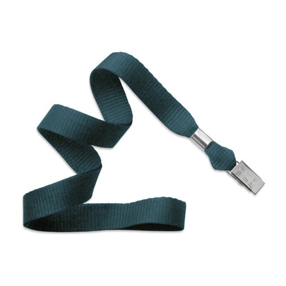 5/8'' Teal MicroWeave Non-Breakaway Lanyard w/ Bulldog Clip - 100 per pack