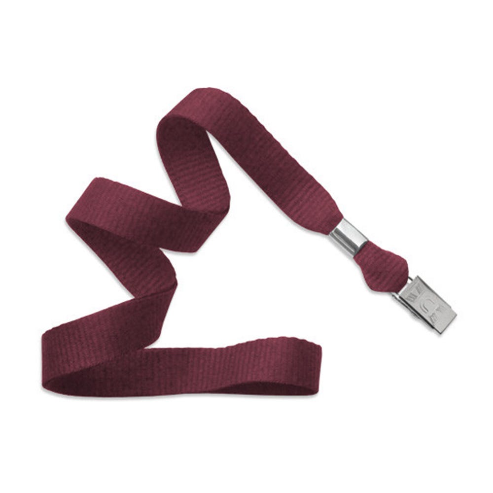 5/8'' Maroon MicroWeave Non-Breakaway Lanyard w/ Bulldog Clip - 100 per pack