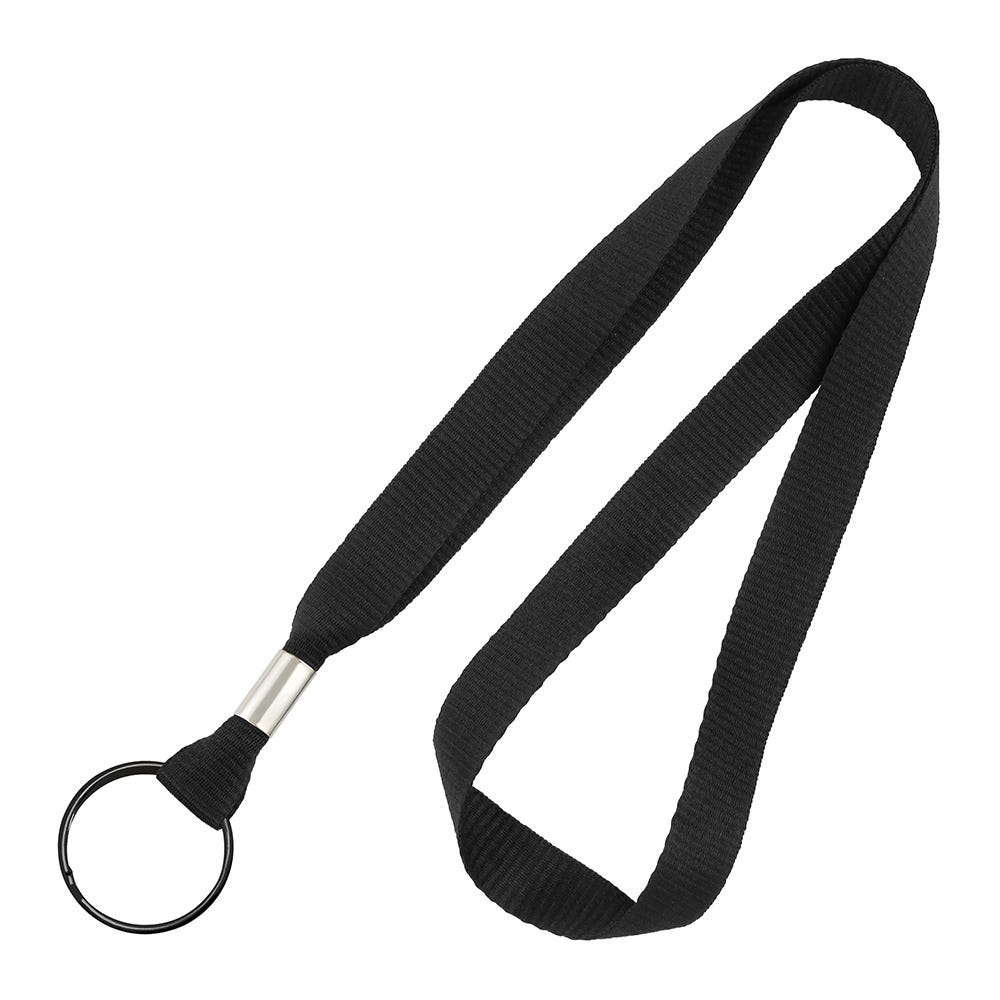 5/8'' Black MicroWeave Non-Breakaway Lanyard w/ Split Ring - 100 per pack