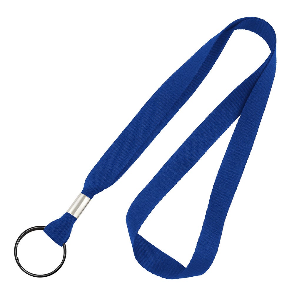 5/8'' Royal Blue MicroWeave Non-Breakaway Lanyard w/ Split Ring - 100 per pack