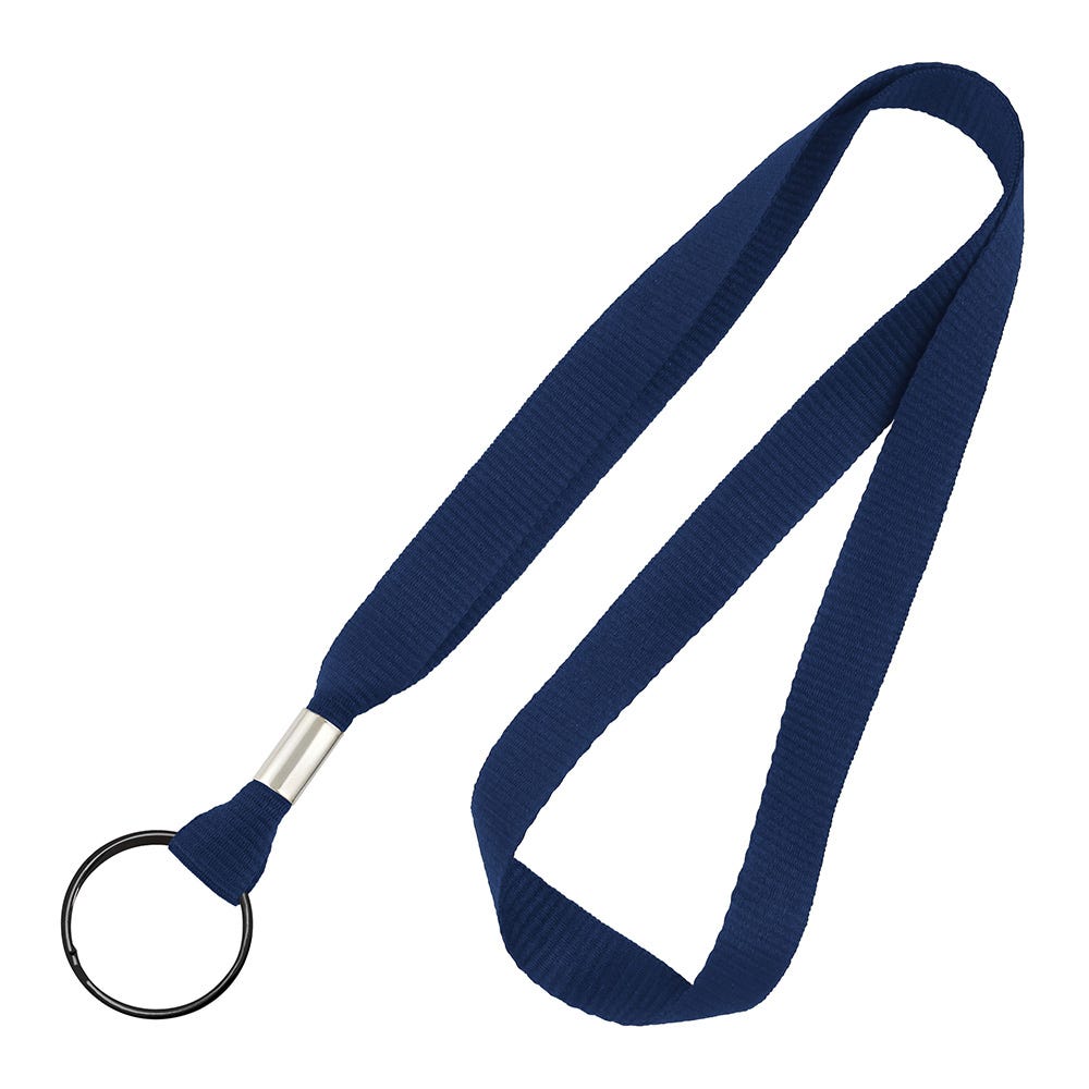 5/8'' Navy Blue MicroWeave Non-Breakaway Lanyard w/ Split Ring - 100 per pack