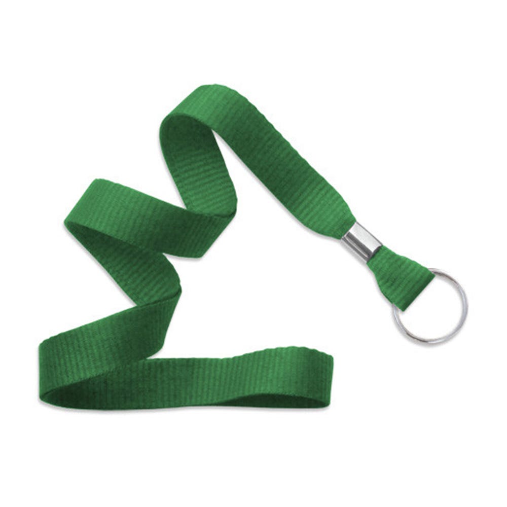 5/8'' Green MicroWeave Non-Breakaway Lanyard w/ Split Ring - 100 per pack