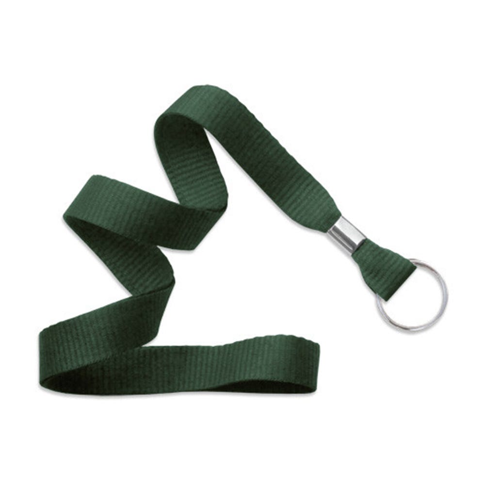 5/8'' Forest Green MicroWeave Non-Breakaway Lanyard w/ Split Ring - 100 per pack