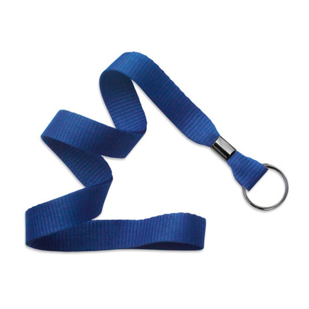5/8'' Royal Blue MicroWeave Non-Breakaway Lanyard w/ Black Oxide Split Ring - 1000 per pack