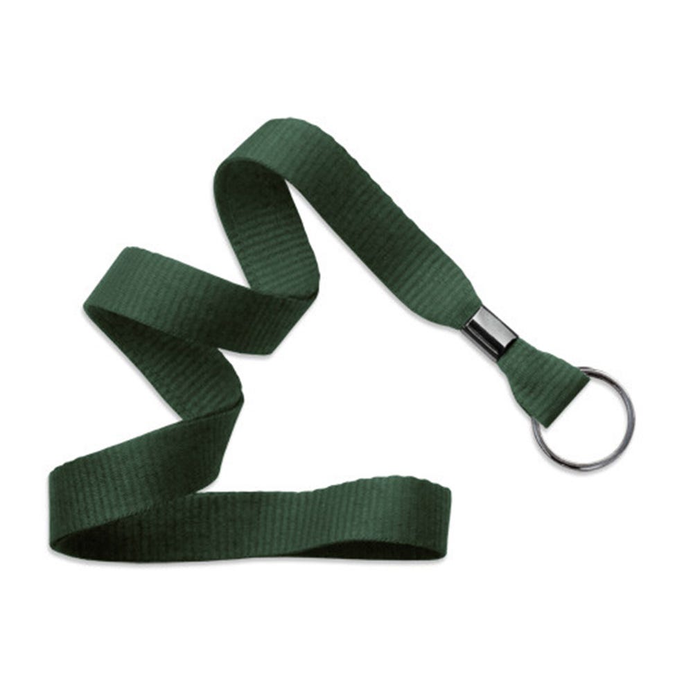 5/8'' Forest Green MicroWeave Non-Breakaway Lanyard w/ Black Oxide Split Ring - 1000 per pack