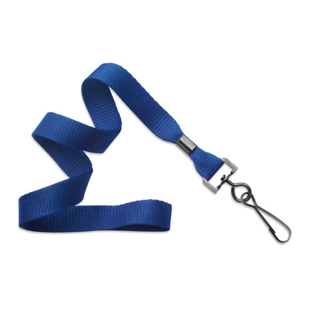 5/8'' Royal Blue MicroWeave Non-Breakaway Lanyard w/ Black Oxide Swivel Hook - 1000 per pack