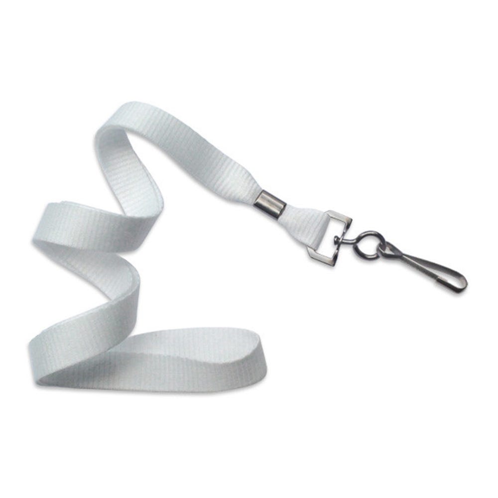 5/8'' White MicroWeave Non-Breakaway Lanyard w/ Black Oxide Swivel Hook - 1000 per pack