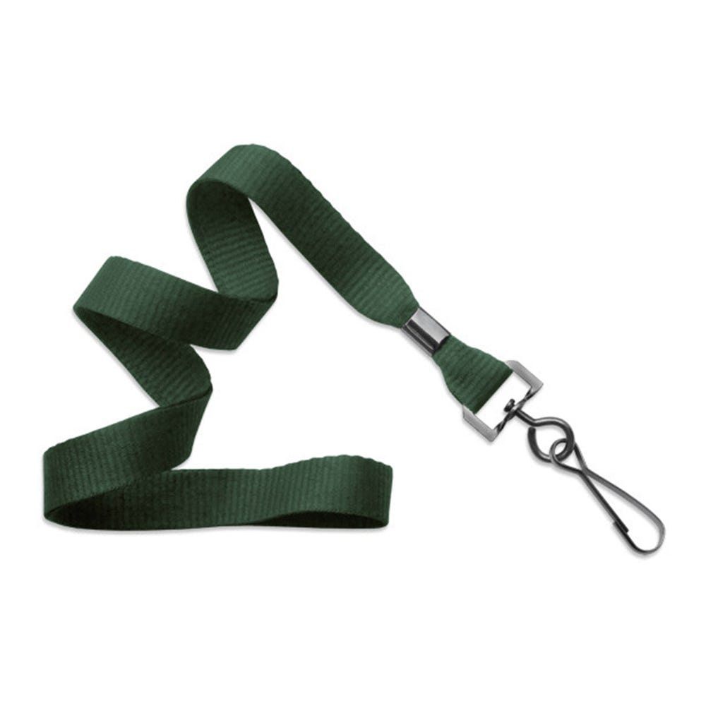 5/8'' Forest Green MicroWeave Non-Breakaway Lanyard w/ Black Oxide Swivel Hook - 1000 per pack