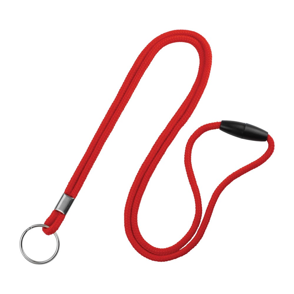 1/8'' Red Round Braid Lanyard with Safety Breakaway & Split Ring - 100 per pack