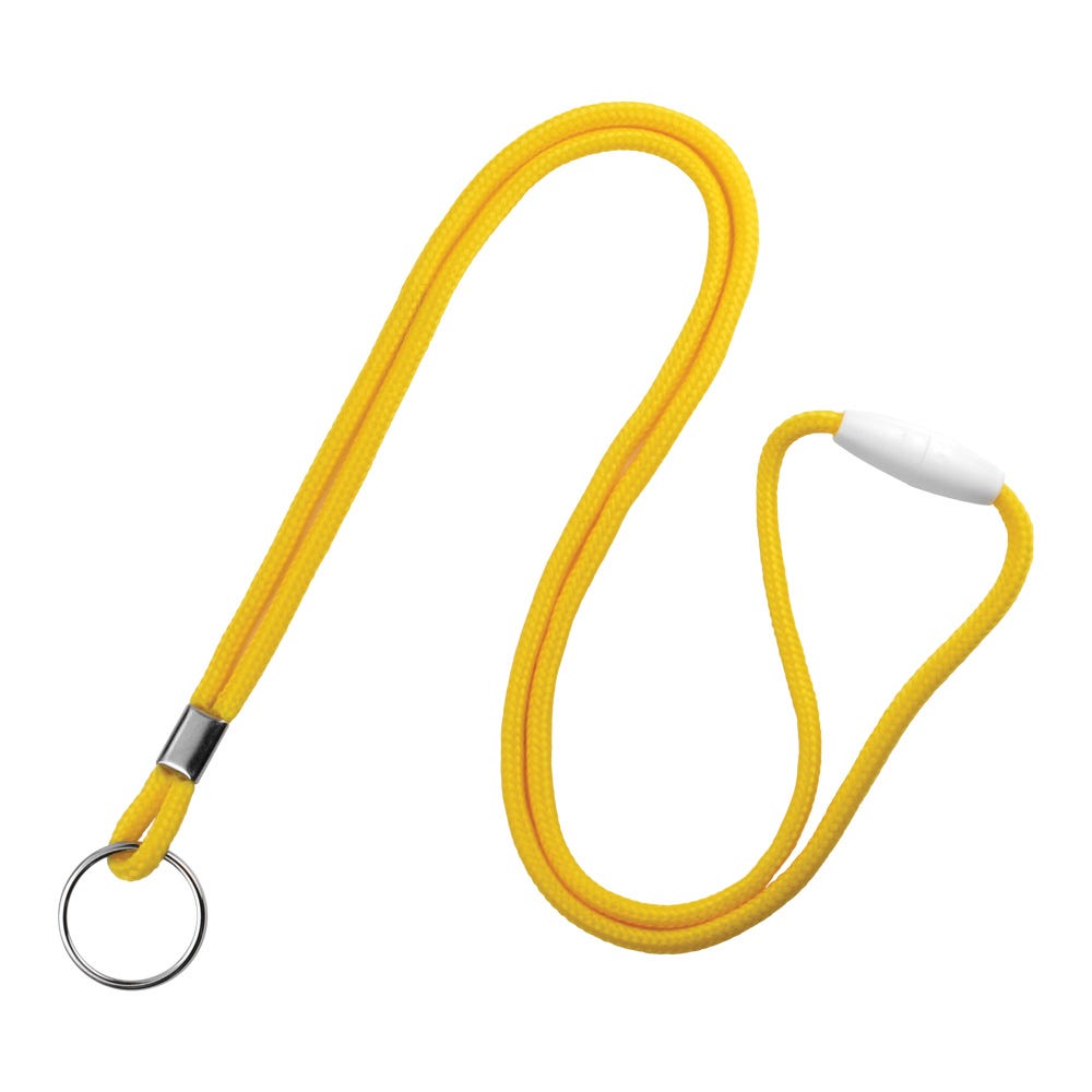 1/8'' Yellow Round Braid Lanyard with Safety Breakaway & Split Ring - 100 per pack