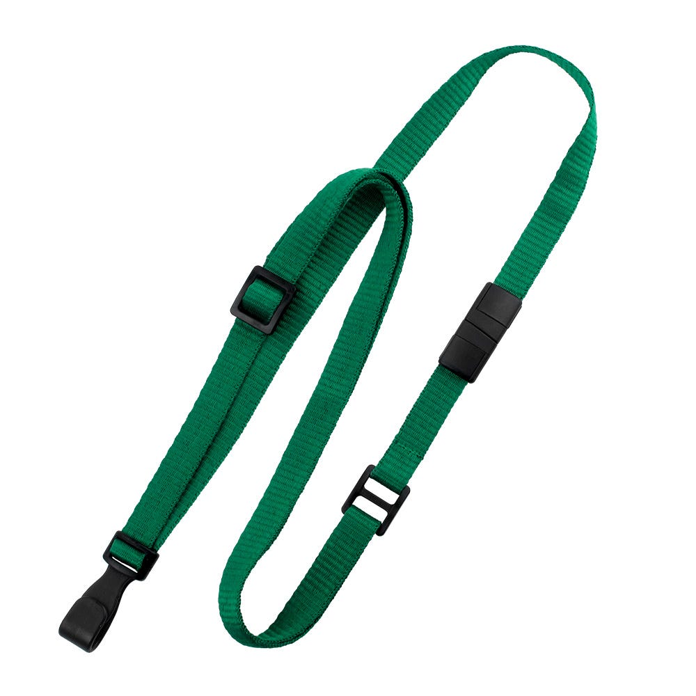 3/8'' Green Adjustable MicroWeave Lanyard w/ Safety Breakaway & No-twist Hook - 100 per pack