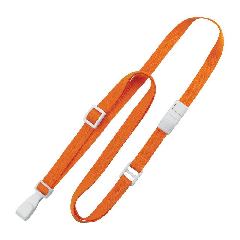 3/8'' Orange Adjustable MicroWeave Lanyard w/ Safety Breakaway & No-twist Hook - 100 per pack