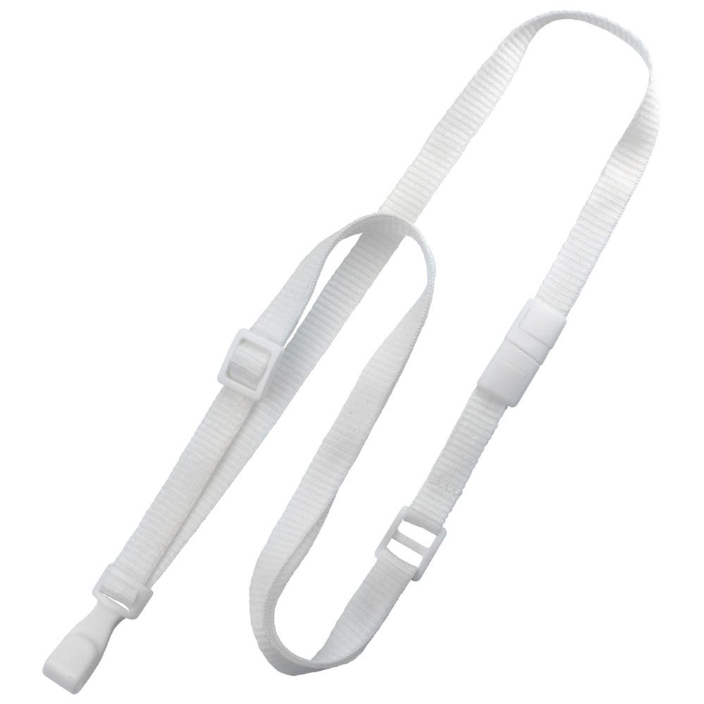 3/8'' White Adjustable MicroWeave Lanyard w/ Safety Breakaway & No-twist Hook - 100 per pack