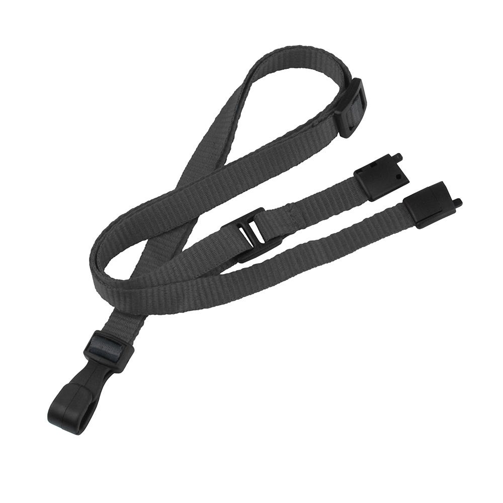 3/8'' Black Adjustable MicroWeave Lanyard w/ Safety Breakaway & No-twist Hook - 100 per pack