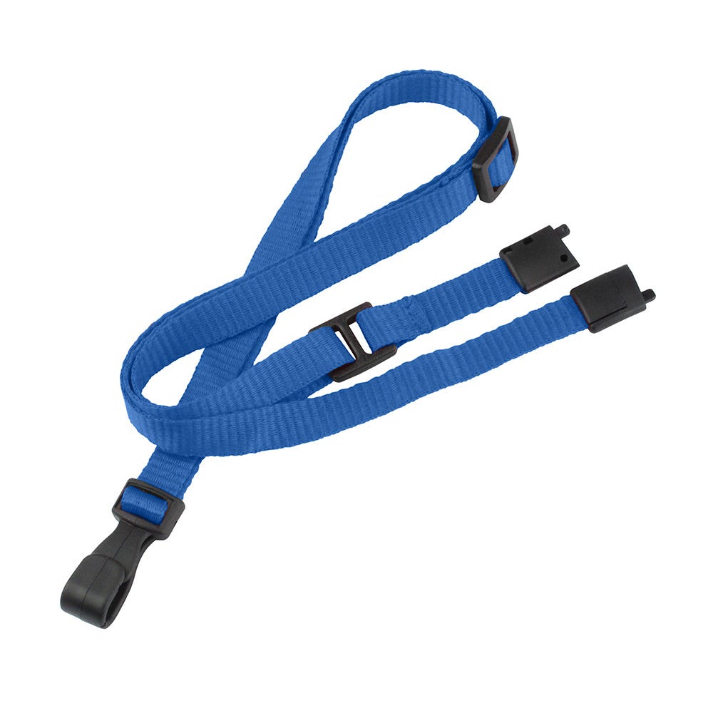 3/8'' Royal Blue Adjustable MicroWeave Lanyard w/ Safety Breakaway & No-twist Hook - 100 per pack