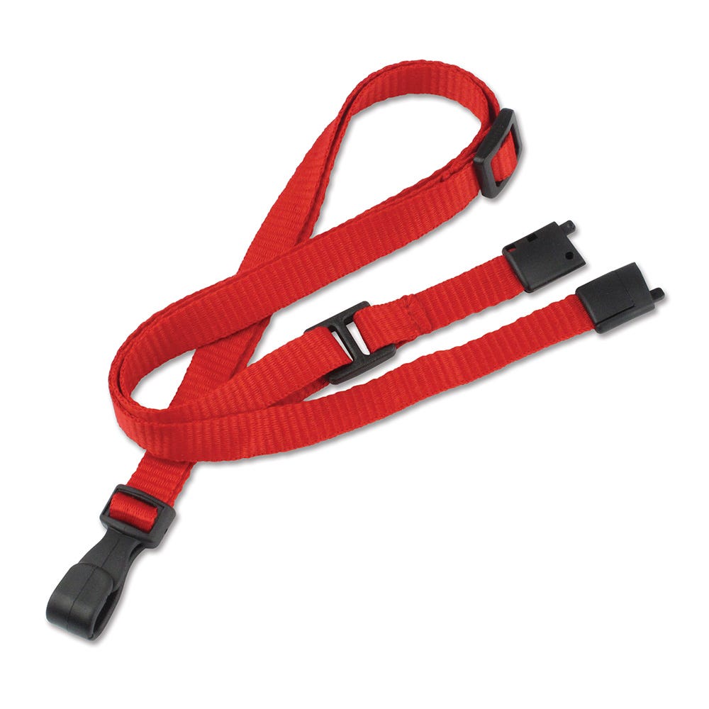 3/8'' Red Adjustable MicroWeave Lanyard w/ Safety Breakaway & No-twist Hook - 100 per pack