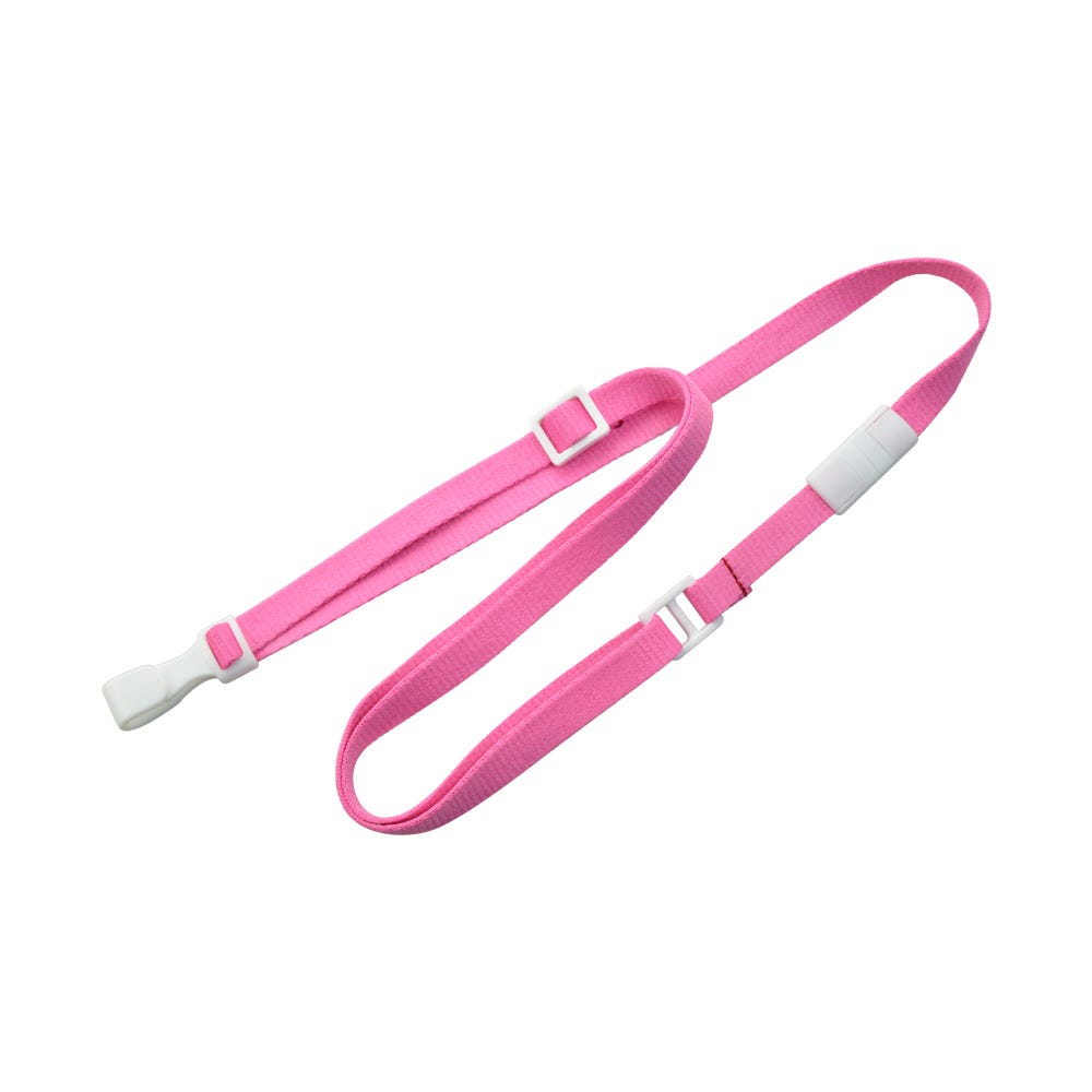 3/8'' Flat Pink Lanyard w/ Safety Breakaway & No-twist Plastic Hook - 100 per pack