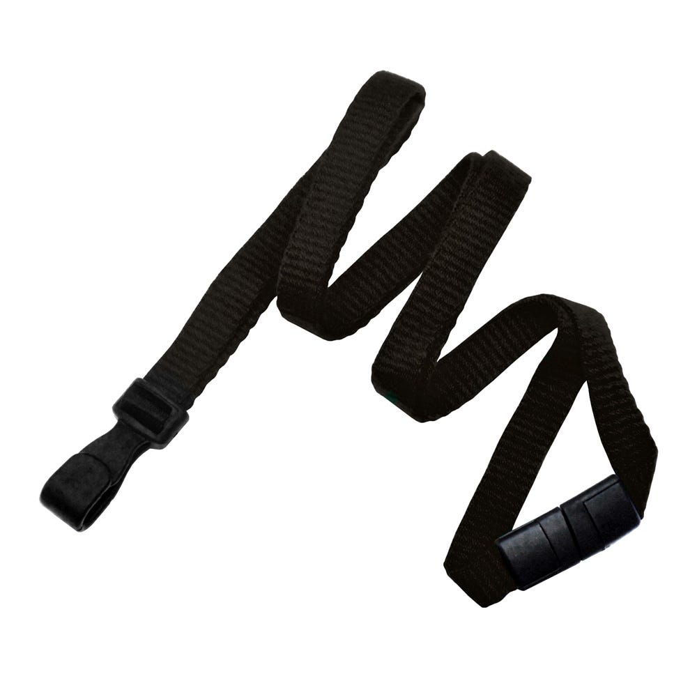 3/8'' Black Earth-Friendly Bamboo Lanyard with Safety Breakaway & Wide No-Twist Hook - 100 per pack