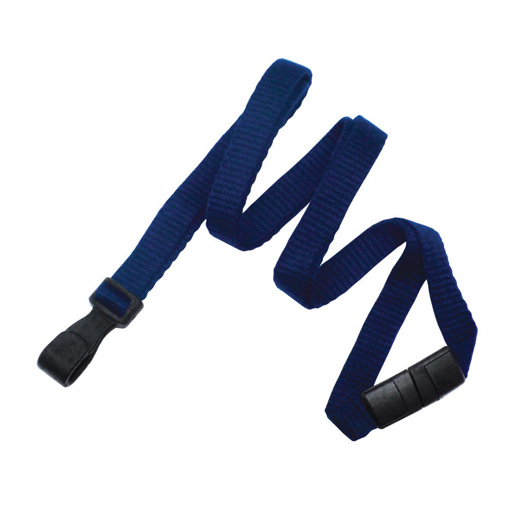 3/8'' Navy Blue Earth-Friendly Bamboo Lanyard with Safety Breakaway & Wide No-Twist Hook - 100 per p