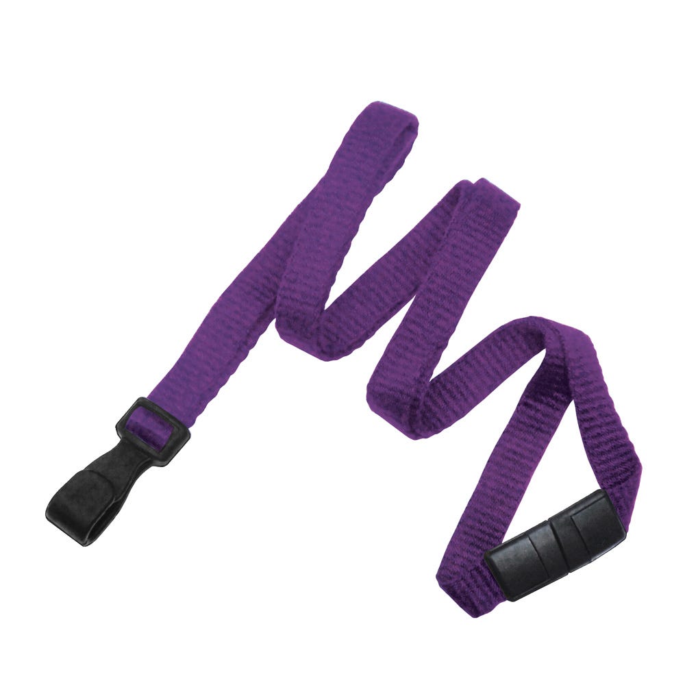 3/8'' Purple Earth-Friendly Bamboo Lanyard with Safety Breakaway & Wide No-Twist Hook - 100 per pack