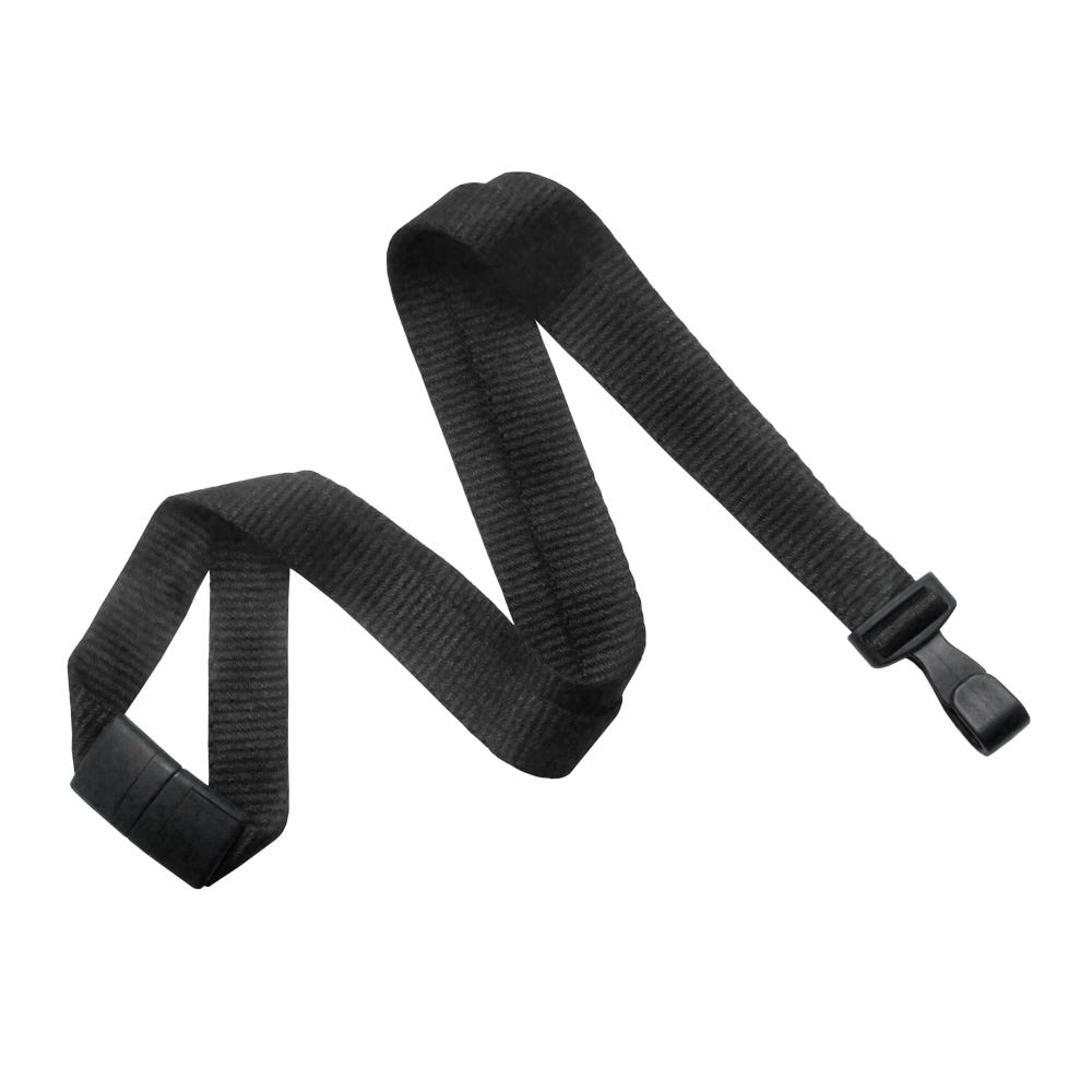 5/8'' Black Earth-Friendly Bamboo Lanyard with Safety Breakaway & No-Twist Hook - 100 per pack