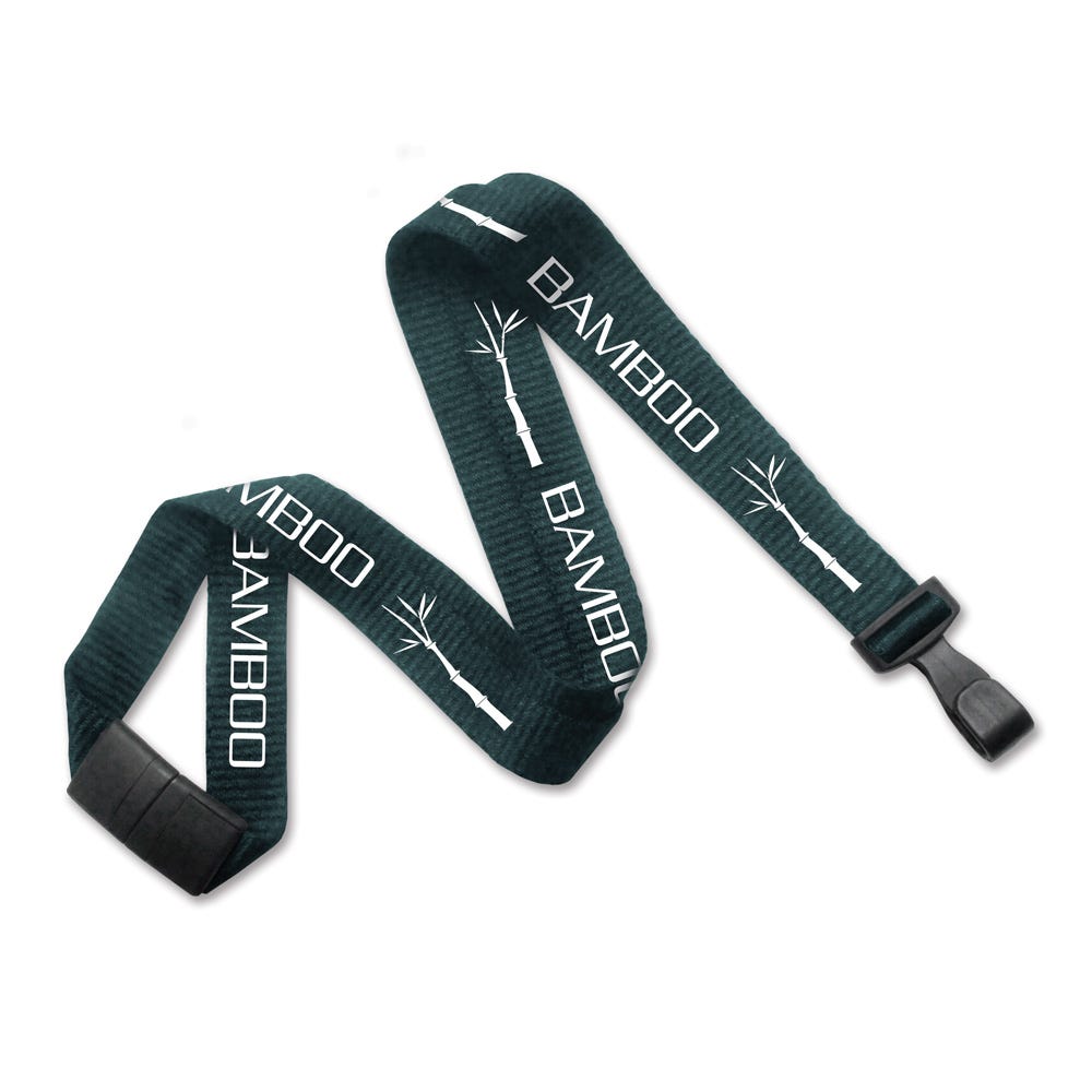 5/8'' Forest Green Earth-Friendly Bamboo Lanyard with Breakaway & No-Twist Hook - 100 per pack