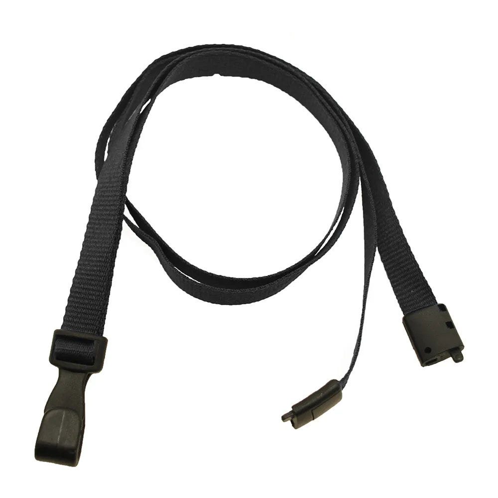 3/8'' Black Earth-Friendly PET Lanyard with Safety Breakaway & Wide No-Twist Hook - 100 per pack