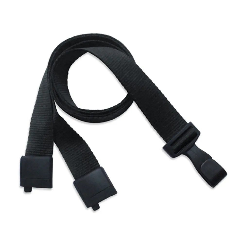 5/8'' Black Earth-Friendly PET Lanyard with Safety Breakaway & Wide No-Twist Hook - 100 per pack