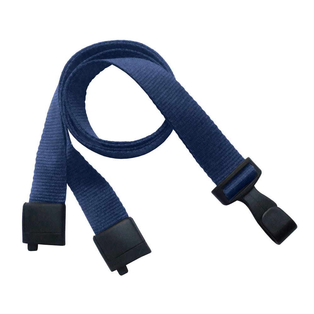 5/8'' Navy Blue Earth-Friendly PET Lanyard with Safety Breakaway & Wide No-Twist Hook - 100 per pack