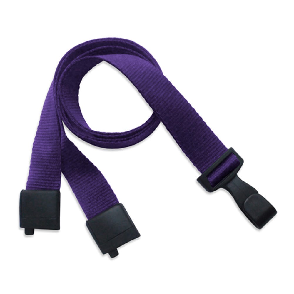 5/8'' Purple Earth-Friendly PET Lanyard with Safety Breakaway & Wide No-Twist Hook - 1000 per pack