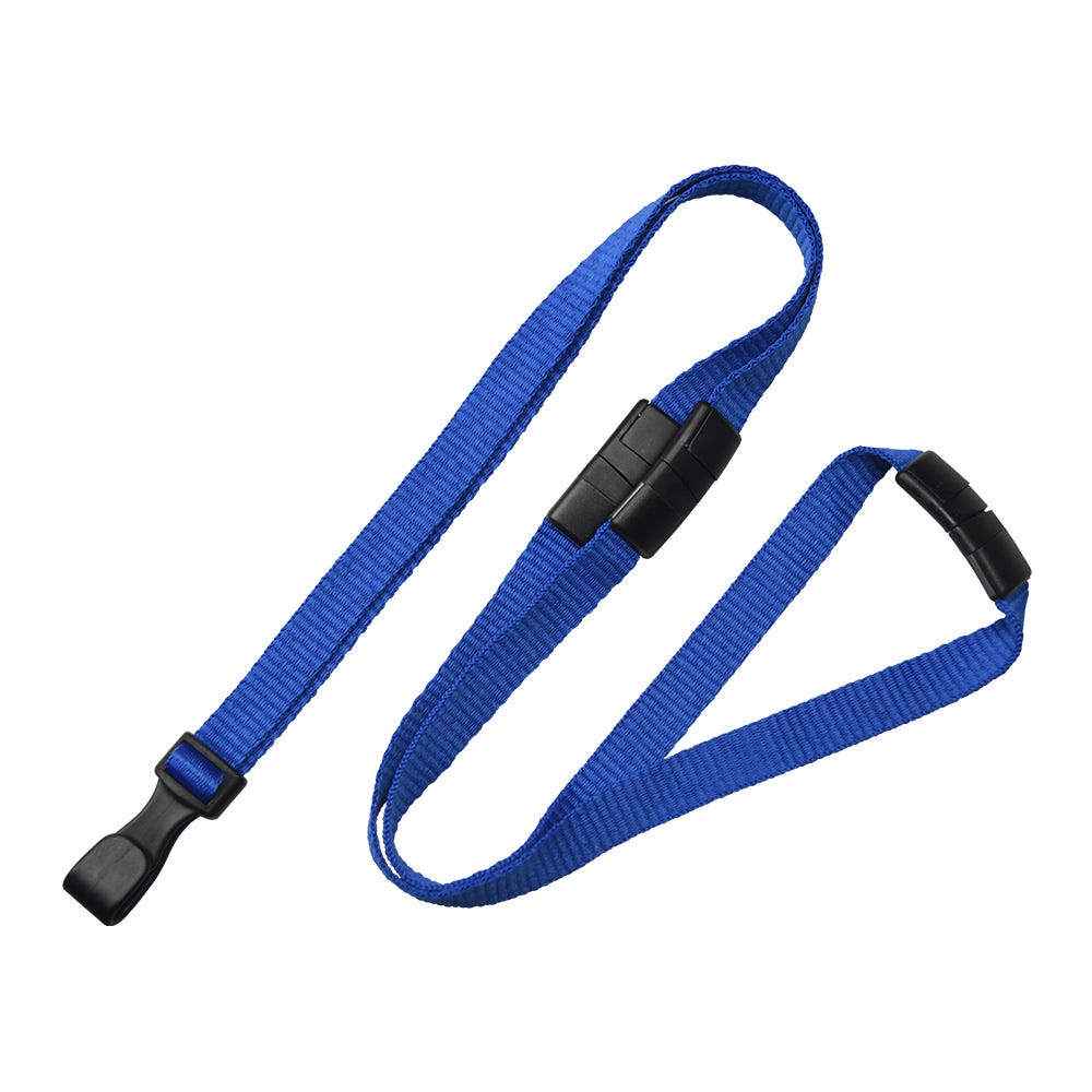 3/8'' Royal Blue Flat MicroWeave Lanyard w/ 3 Breakaways & No-Twist Hook - 100 per pack