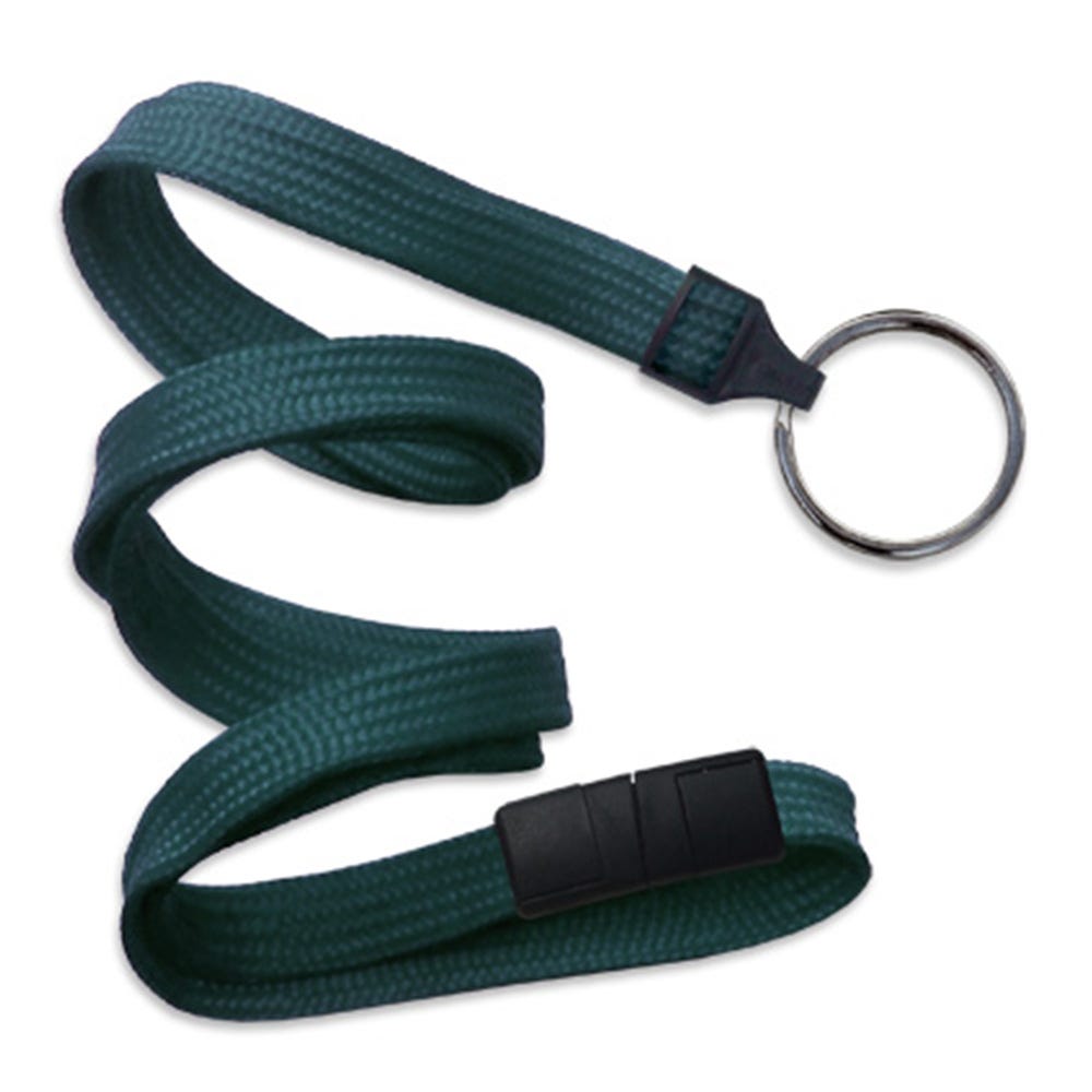 3/8'' Teal Flat Braid Breakaway Lanyard with Black-Oxide Split Ring- 1000 per pack