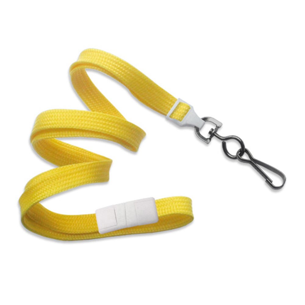 3/8'' Yellow Flat Braid Breakaway Lanyard with Black-Oxide Swivel Hook - 1000 per pack