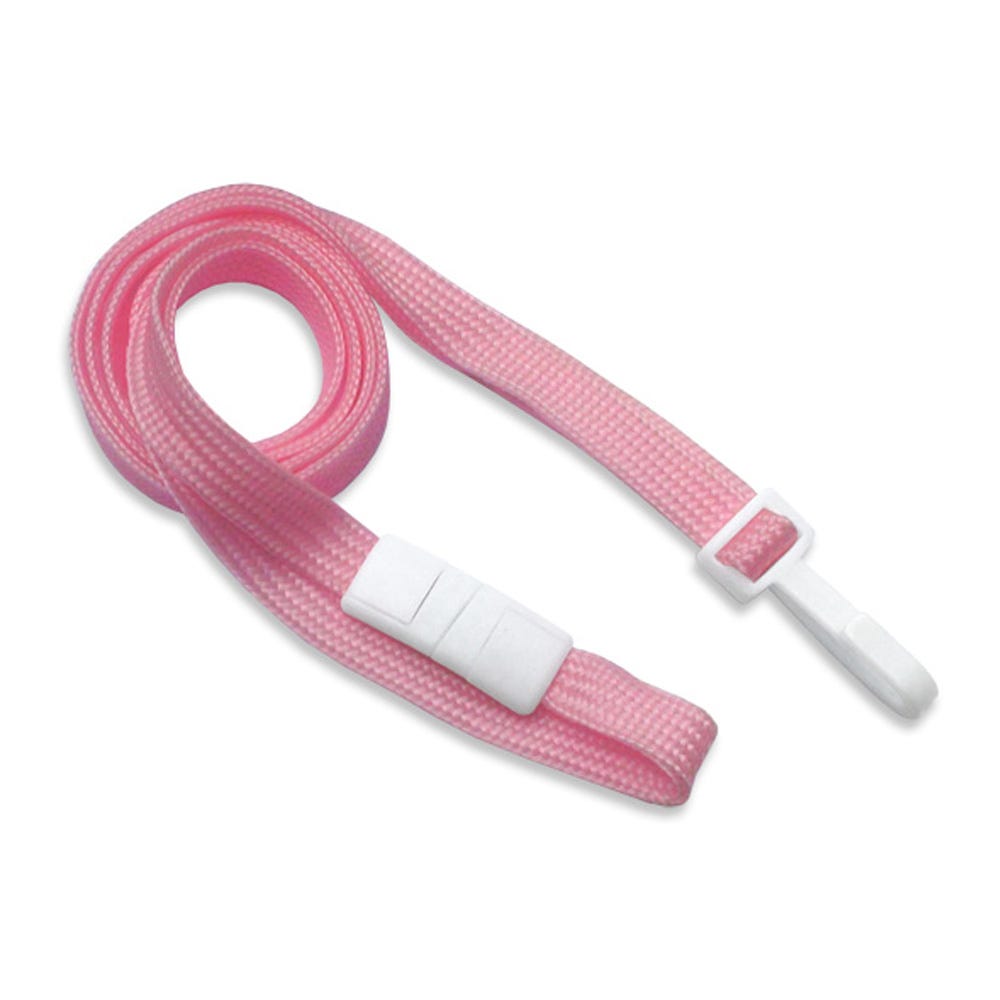 3/8'' Woven Breast Cancer Awareness Lanyard w/ Breakaway & Narrow No-twist Hook - 1000 per pack