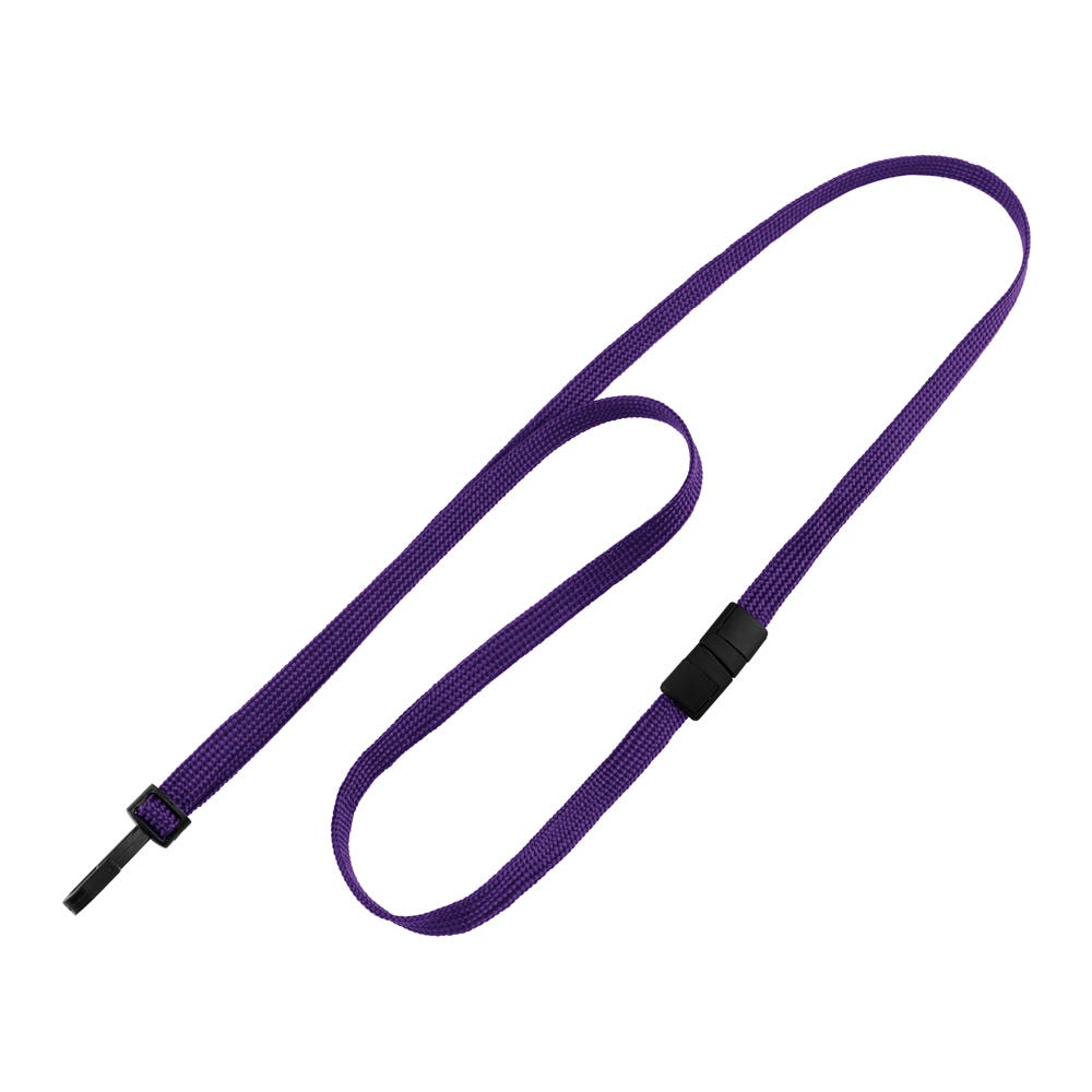 3/8 Purple Breakaway Lanyard with Narrow Plastic Hook - 100 per pack