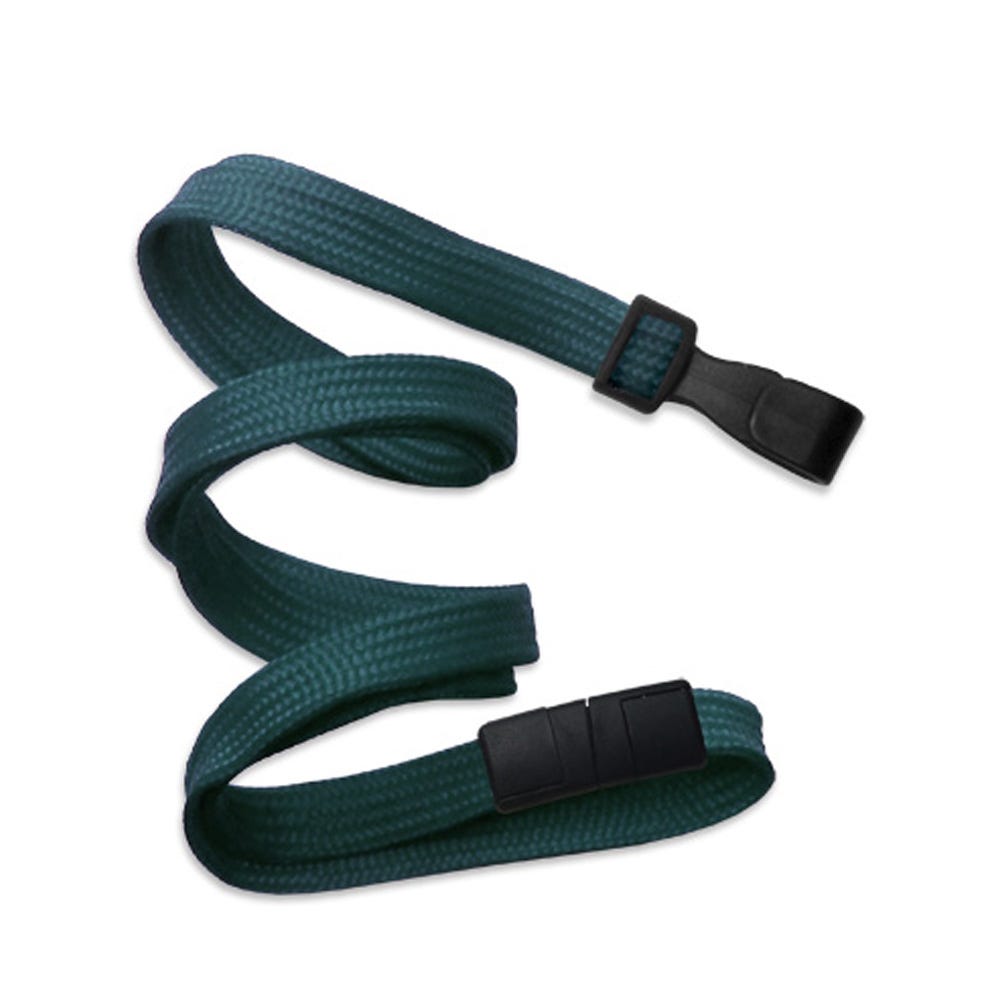 3/8'' Teal Flat Braid Lanyard with Black Safety Breakaway & Wide Plastic Hook - 100 per pack