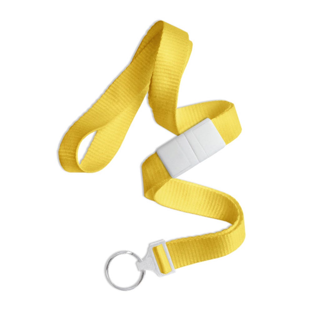 5/8'' Yellow Flat Braid Lanyard with White Safety Breakaway & Split Ring - 100 per pack