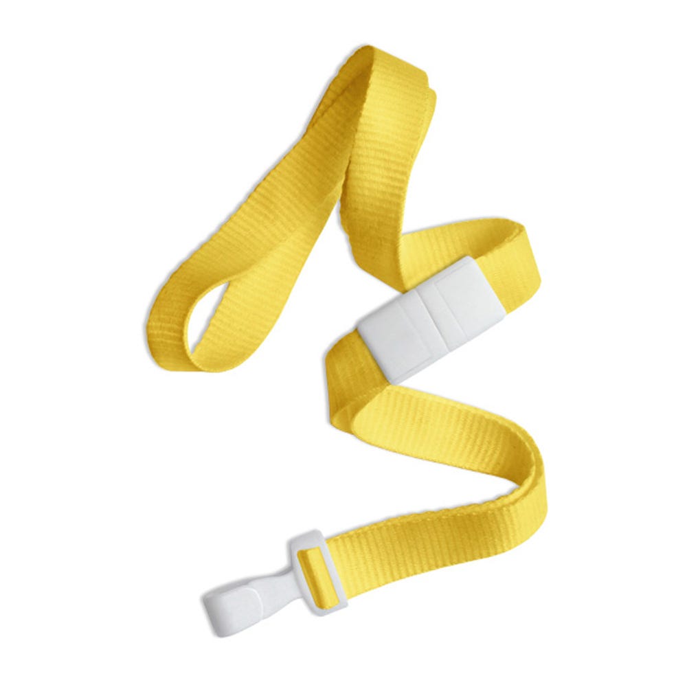 5/8'' Yellow Flat Microweave Lanyard w/ White Safety Breakaway & No-Twist Hook - 100 per pack