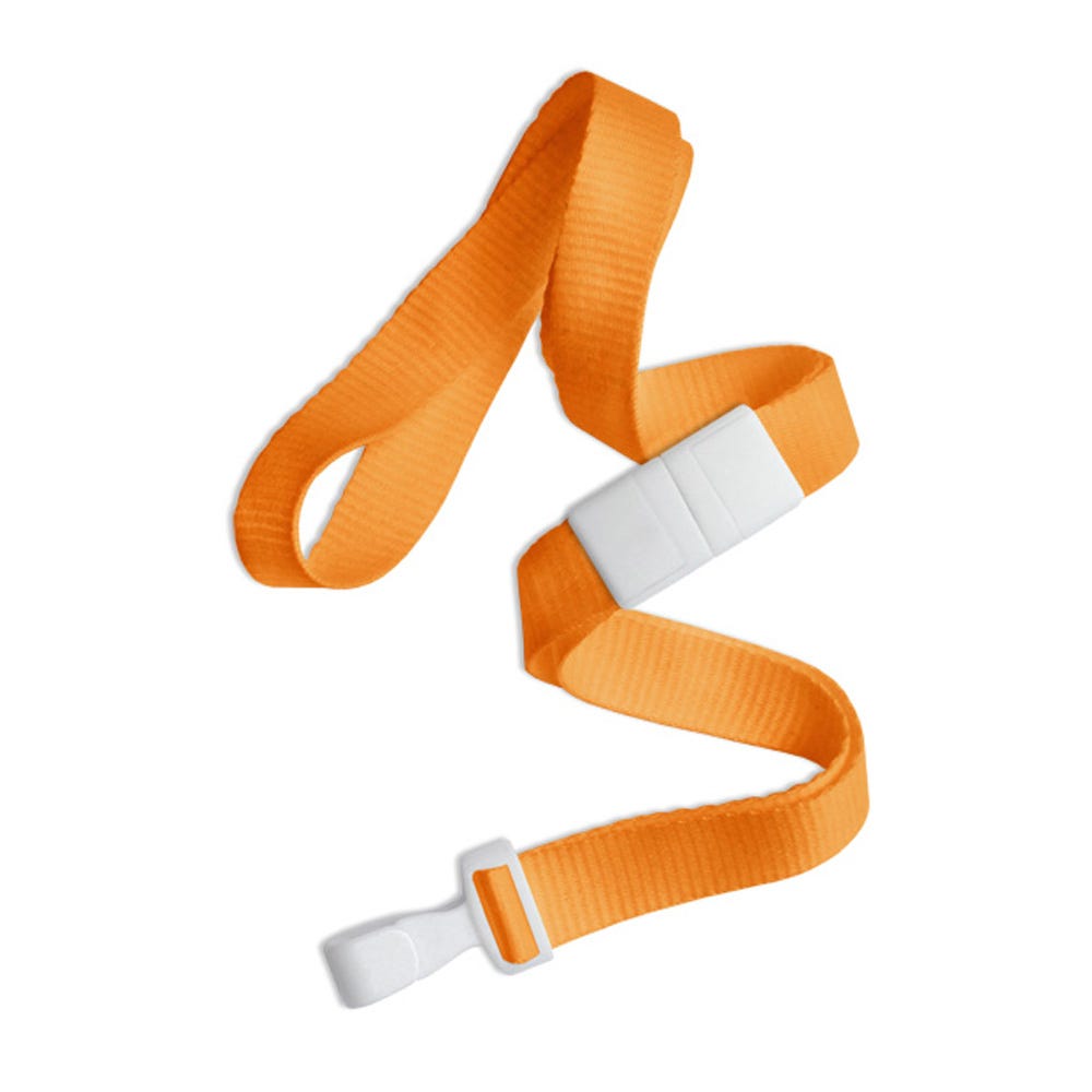 5/8'' Orange Flat Microweave Lanyard w/ White Safety Breakaway & No-Twist Hook - 100 per pack