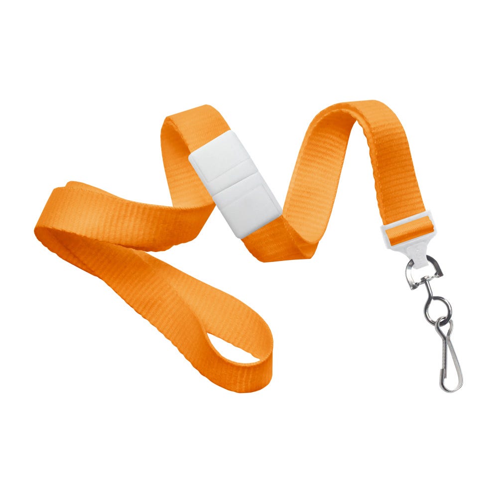 5/8'' Orange Flat Braid Lanyard with Safety Breakaway & Swivel Hook - 100 per pack