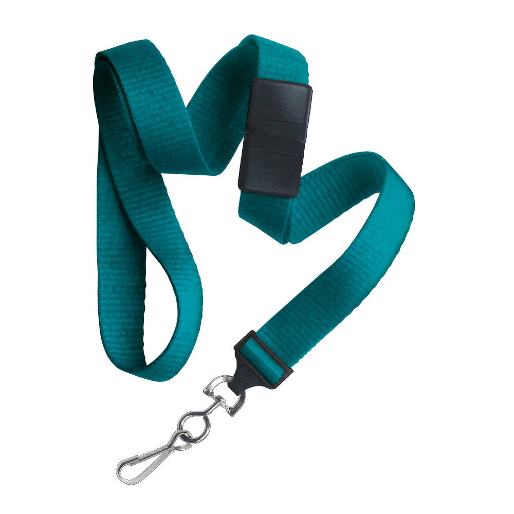 5/8'' Teal Flat Braid Lanyard with Black Safety Breakaway & Swivel Hook - 100 per pack