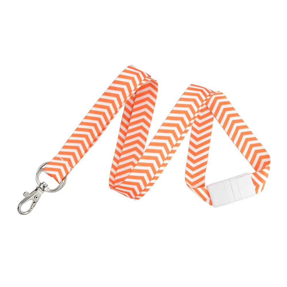 5/8'' Orange Chevron Lanyards w/ Safety Breakaway & Trigger Hook Plus Split Ring - 10 per pack