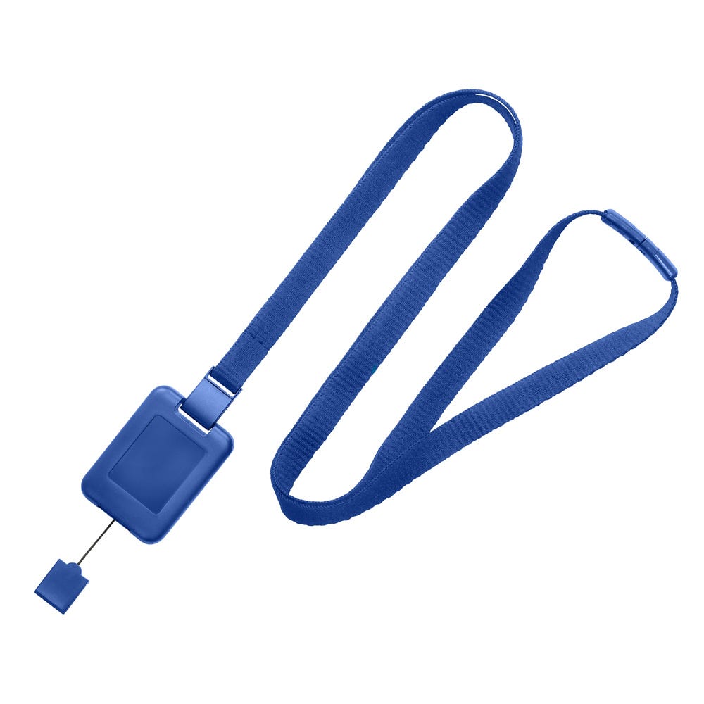 3/8'' Blue SlimReel System Lanyard & Badge Reel Combination - 100 per pack
